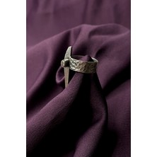 Mooni Accessories Haç Model Tasarım Mat Gümüş Kaplama Ayarlanabilir Yüzük