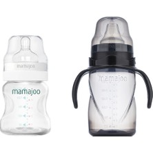 Mamajoo Silver Biberon 150 ml & Kulplu Eğitici Bardak 270 ml / Black