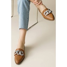 Mio Gusto Gianna Taba Renk Zincir Aksesuarlı Kadın Loafer Günlük Düz Ayakkabı