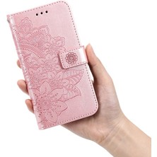 Dacare Xiaomi Poco X3 Nfc Için Pu Deri Çiçekl Desenli Cüzdan Tasarımlı Telefon Kılıfı ile Ayarlanabilir Kordon - Pembe (Yurt Dışından)