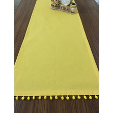 Zeren Home Ponponlu Sıvı Geçirmez Runner Sarı 40X140