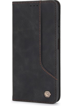 Pola 008 Serisi Xiaomi Poco X3 Için Retro Tarzı Cüzdan Tasarımlı Pu Deri Telefon Kılıfı - Siyah (Yurt Dışından)