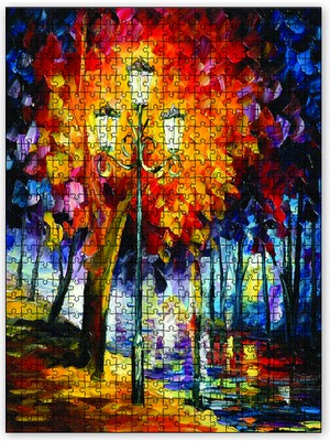 Cakapuzzle Akşam Yol Ağaçlar Yağlı Boya 120 Parça Puzzle Yapboz Mdf (Ahşap)