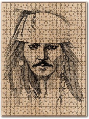 Cakapuzzle Kaptan Jack Sparrow Karakalem Portre 120 Parça Puzzle Yapboz Mdf (Ahşap)