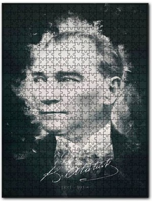 Cakapuzzle Mustafa Kemal Atatürk Portresi ve Imzası Görseli 120 Parça Puzzle Yapboz Mdf (Ahşap)