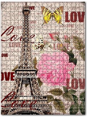 Cakapuzzle Eyfel Saat Kulesi Gül Kelebek Love Görseli 120 Parça Puzzle Yapboz Mdf (Ahşap)