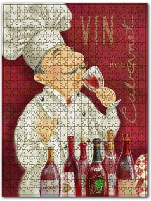 Cakapuzzle Şarap Tadan Aşçı Görseli 120 Parça Puzzle Yapboz Mdf (Ahşap)