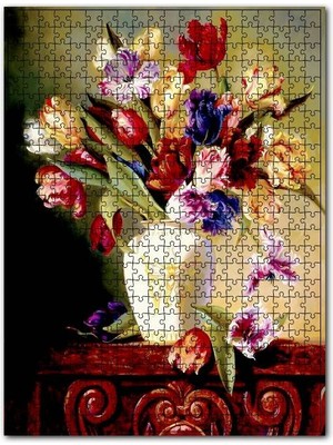 Cakapuzzle Beyaz Seramik Vazo Içinde Karışık Çiçekler 120 Parça Puzzle Yapboz Mdf (Ahşap)