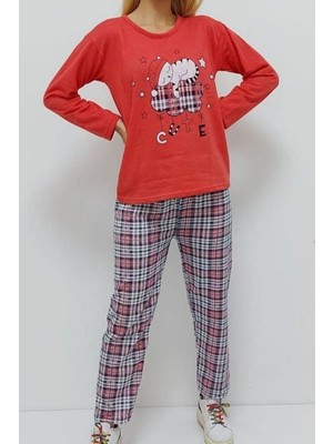 Sue Baskılı Içi Tüylü Pijama Takımı Gülkurusu