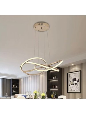 Burenze Dimmerli Modern Sarkıt LED Avize Gold Sarı Kademeli 3 Renk Işık Kumandalı BURENZE975