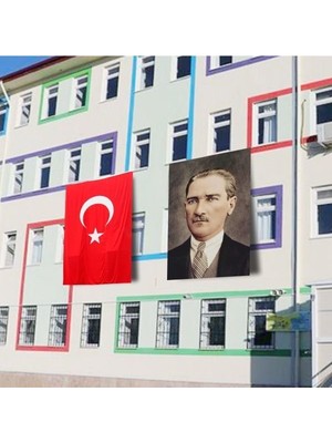 Özgüvenal Atatürk Posteri ve Türk Bayrağı Raşel Kumaş 150X225 cm -3
