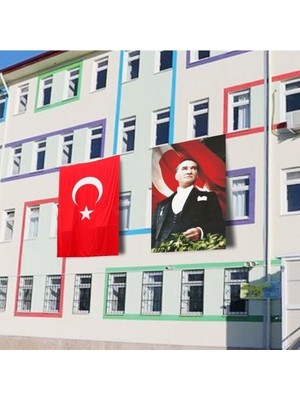 Özgüvenal Atatürk Posteri ve Türk Bayrağı Raşel Kumaş 150X225 cm -5