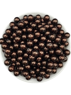 Hedef Bijuteri 10MM Kahverengi Cam Inci Boncuk, Takı Aksesuar Yapım Boncuğu (50GR,-38ADET)