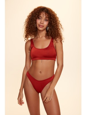 No Gossip Pamela Büstier Bikini Tek Üst Tarçın 229114 Parlak Ella Rib Kumaş