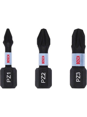 Bosch Impact Yıldız Bits Uç 3'lü PZ1/2/3 25 mm 2608522471 Dayanıklı Malzeme ile Uzun Süreli Kullanım