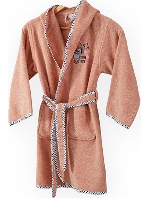 Ecocotton Melodica Pamuklu Çocuk Bornozu - Somon - 3/4 Yaş