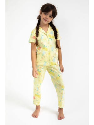 RolyPoly Fruits Açık Sarı Kız Çocuk Gömlek Pijama Takımı