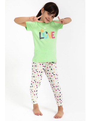 RolyPoly Love Mint Yeşili Kız Çocuk Pijama Takımı