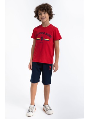 U.S. Polo Assn. Kırmızı Lacivert Erkek Çocuk Bermuda Takım Eğlenceli Tasarım ve Rahat Kullanım