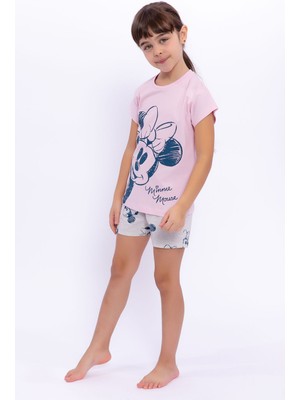 Minnie Mouse  Açık Pembe Kız Çocuk Şort Takım