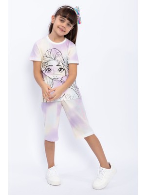 Frozen  Batik Krem Kız Çocuk Kapri Takım
