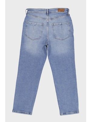 Cross Jeans Ariana Orta Mavi Yüksek Bel Mom Fit Jean Pantalon C 4525-049