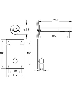 VitrA Origin A47111 Ankastre Uzun Temassız Lavabo Bataryası, Sıva Üstü, Krom