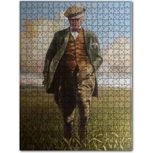 Mustafa Kemal Atatürk Buğday Tarlasında Görsel 500 Parça Puzzle Yapboz Mdf (Ahşap)