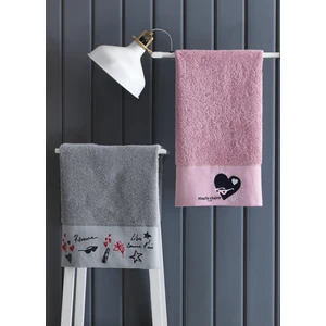 Marie Claire Kiss 2' Li Nakışlı Havlu Seti