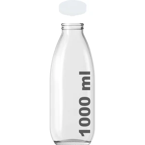 1000 cc Şeffaf Süt, Ayran, Limonata Şişesi Plastik Kapaklı 1000 ml Yuvarlak Cam Şişe 1 Adet