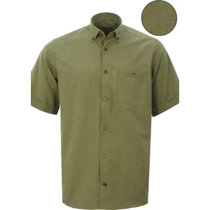 Erkek Yeşil Kısa Kollu Geniş Kesim Yaka Düğmeli Gömlek