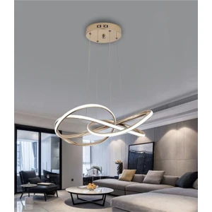 Dimmerli Modern Sarkıt LED Avize Gold Sarı Kademeli 3 Renk Işık Kumandalı BURENZE975
