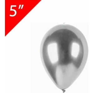 Patladı Gitti 5 Inç Krom Gümüş Mini Balon 10 Adet