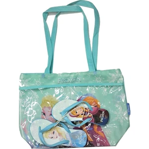 Frozen Desenli Turkuaz Çantalı Plaj Terliği 31 Numara