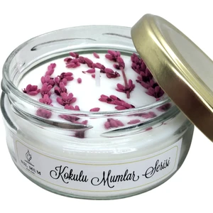 Nil Mum Pembe Lavanta Dekorlu Kokulu Mum 230 cc
