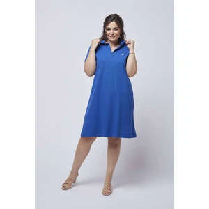 Moda Berray 3010 Saks Günlük Tarz Lacoste Kumaş  Büyük Beden Elbise