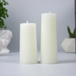 Silindir 2'li Mum Seti 12-15 cm Krem