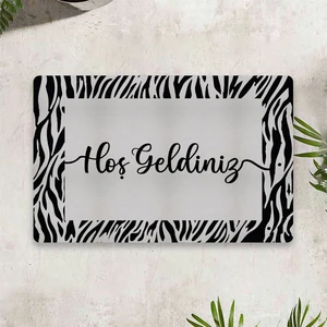 Hoş Geldiniz Zebra Dijital Baskılı 50 x 70 cm Dekoratif Çok Amaçlı Iç ve Dış Kapı Paspası