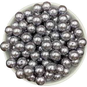 14MM Gri Renk Cam Inci Boncuk, Takı Aksesuar Yapım Boncuğu (100GR,-30 Adet )