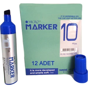 Permanent Marker 10 mm Kesik Uç Koli Kalemi 12 Adet Mavi