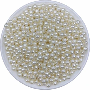 25GR 5mm Krem Plastik Inci Boncuk , Takı Yapım Boncuğu (25GR,~360 Adet )