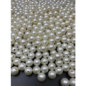 14 mm Krem Renk Plastik Inci Boncuk, Çanta ve Takı Yapım Boncuğu (100 Gr,~65 Adet)