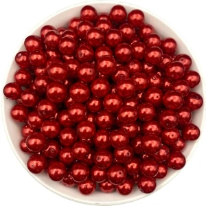 10MM Kırmızı Cam Inci Boncuk, Takı Aksesuar Yapım Boncuğu (50GR,-38ADET)