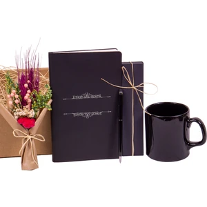 Kitaplı Hediye Ajanda-Kupa-Kalem-Çiçek Hediye Seti - Doğum Günü Hediyesi- Iş Tebrik Hediyesi