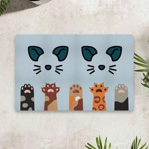 Water Food Kedi Köpek Dijital Baskılı 50 x 70 cm Dekoratif Çok Amaçlı Iç ve Dış Kapı Paspası Mama Paspası
