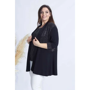 Moda Berray 4036 Siyah 2' Li Atlet-Ceket Büyük Beden  Parlak Takım