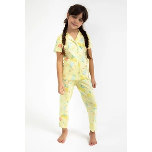 Fruits Açık Sarı Kız Çocuk Gömlek Pijama Takımı