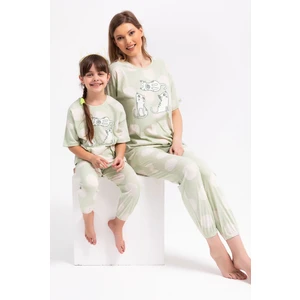 Cats Su Yeşili Kız Çocuk Pijama Takımı