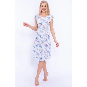 Çiçek Desenli Nil Mavisi Kadın Gecelik