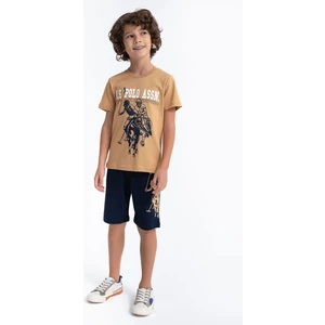U.S. Polo Assn. Camel Erkek Çocuk Bisiklet Yaka Bermuda Takım